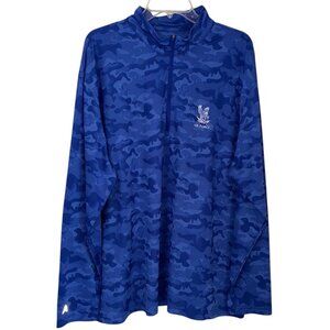 Antigua Air Force Pullover Mens 3XL Brigade Blue Camo Jacquard 1/4 Zip Logo